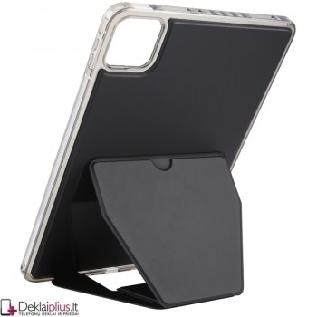 Dirbtinės odos nugarėlė su sulankstomu magnetiniu laikikliu - juodas (Xiaomi Pad 7/Pad 7 Pro/Pad 8/Pad 8 Pro)